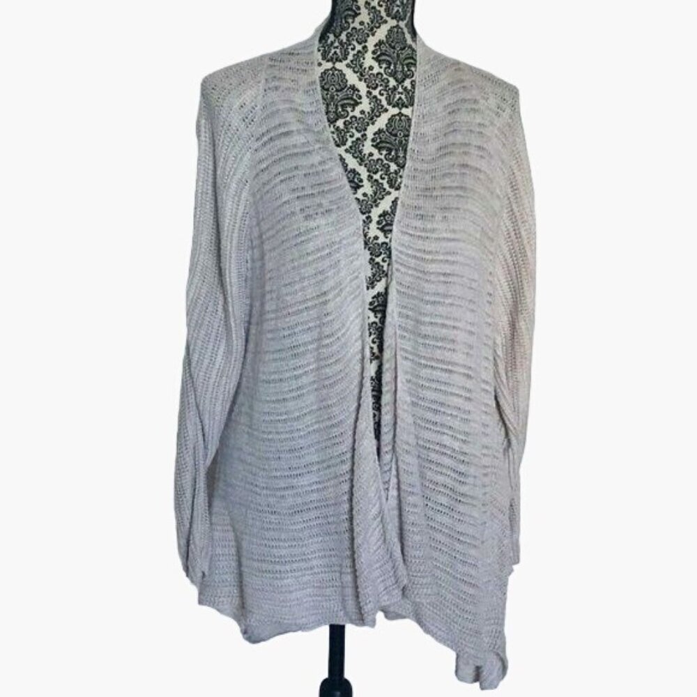 Eileen Fisher Sweater Drape Front Open Knit Waterfall Comfort Women's Size 1X